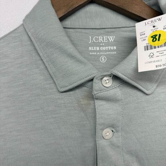 J Crew Polo Shirt men's Small Blue Slub Cotton Jersey Pocket Preppy Solid NEW - Picture 3 of 9
